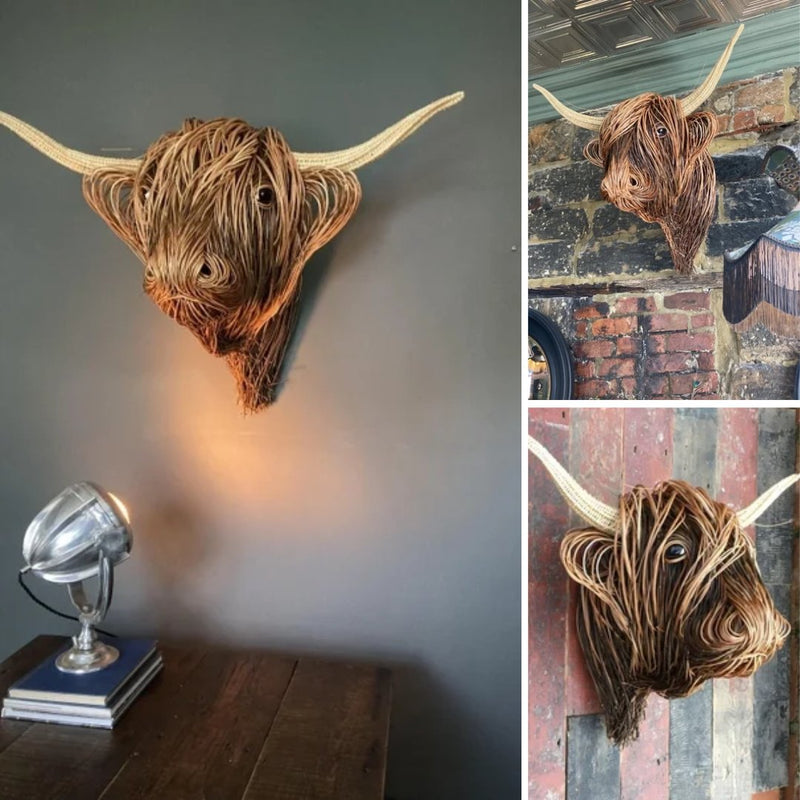Royelux Plateau Kuh Handmade Wandskulptur - Einzigartige Hochlandkuh Dekoration