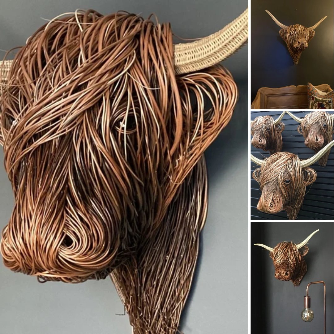 Royelux Plateau Kuh Handmade Wandskulptur - Einzigartige Hochlandkuh Dekoration