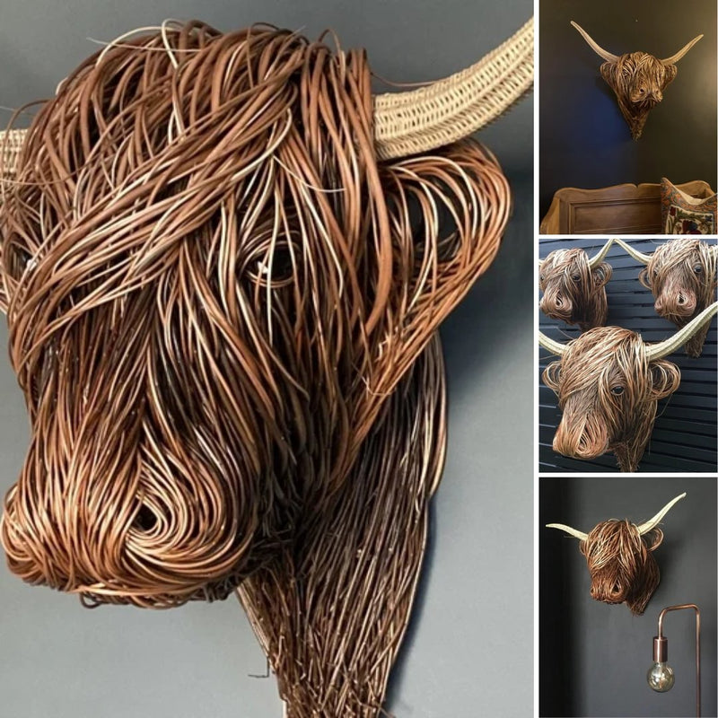 Royelux Plateau Kuh Handmade Wandskulptur - Einzigartige Hochlandkuh Dekoration