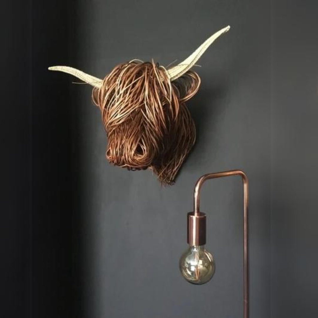 Royelux Plateau Kuh Handmade Wandskulptur - Einzigartige Hochlandkuh Dekoration