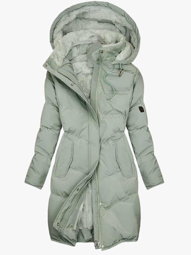 Veste Longue Matelassée à Capuche Femme – Chaude Légère et Coupe-Vent Hiver
