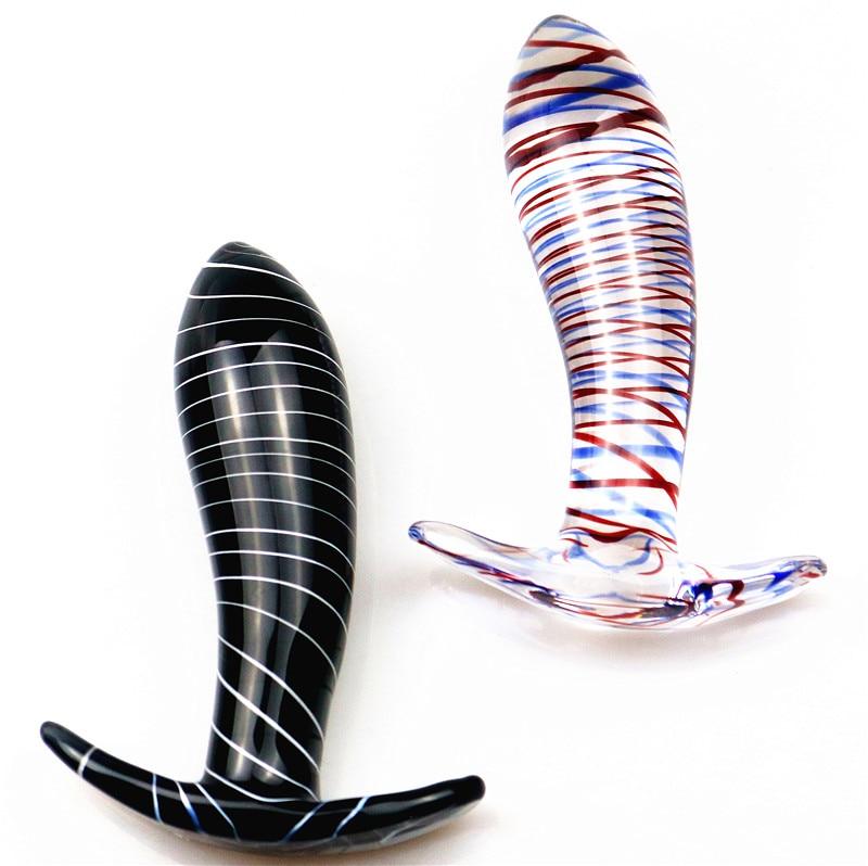 Glass Black Multi Coloured Butt Plug Anal Play Fetish