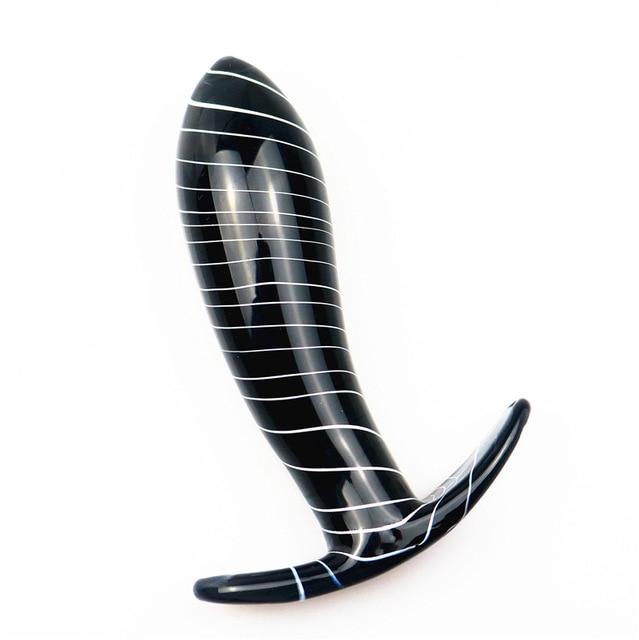 Glass Black Multi Coloured Butt Plug Anal Play Fetish