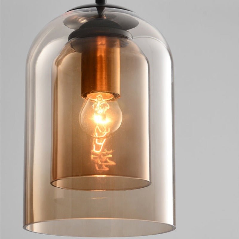 Mica Mid-Century Hanging Lamps with Double Glass