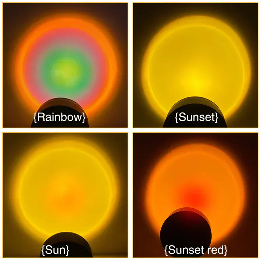 Solarya Sunset Lamp – 4 Kleurstanden, Dimbare LED & Sfeervol Warm Licht voor Elke Ruimte