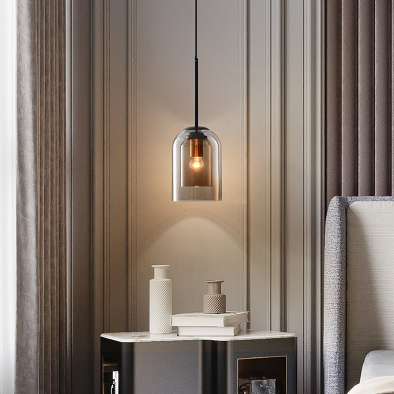 Mica Mid-Century Hanging Lamps with Double Glass