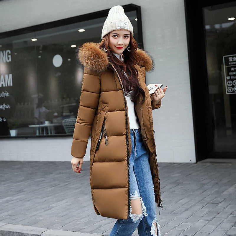 Avencea - Long Coat with Fur Collar