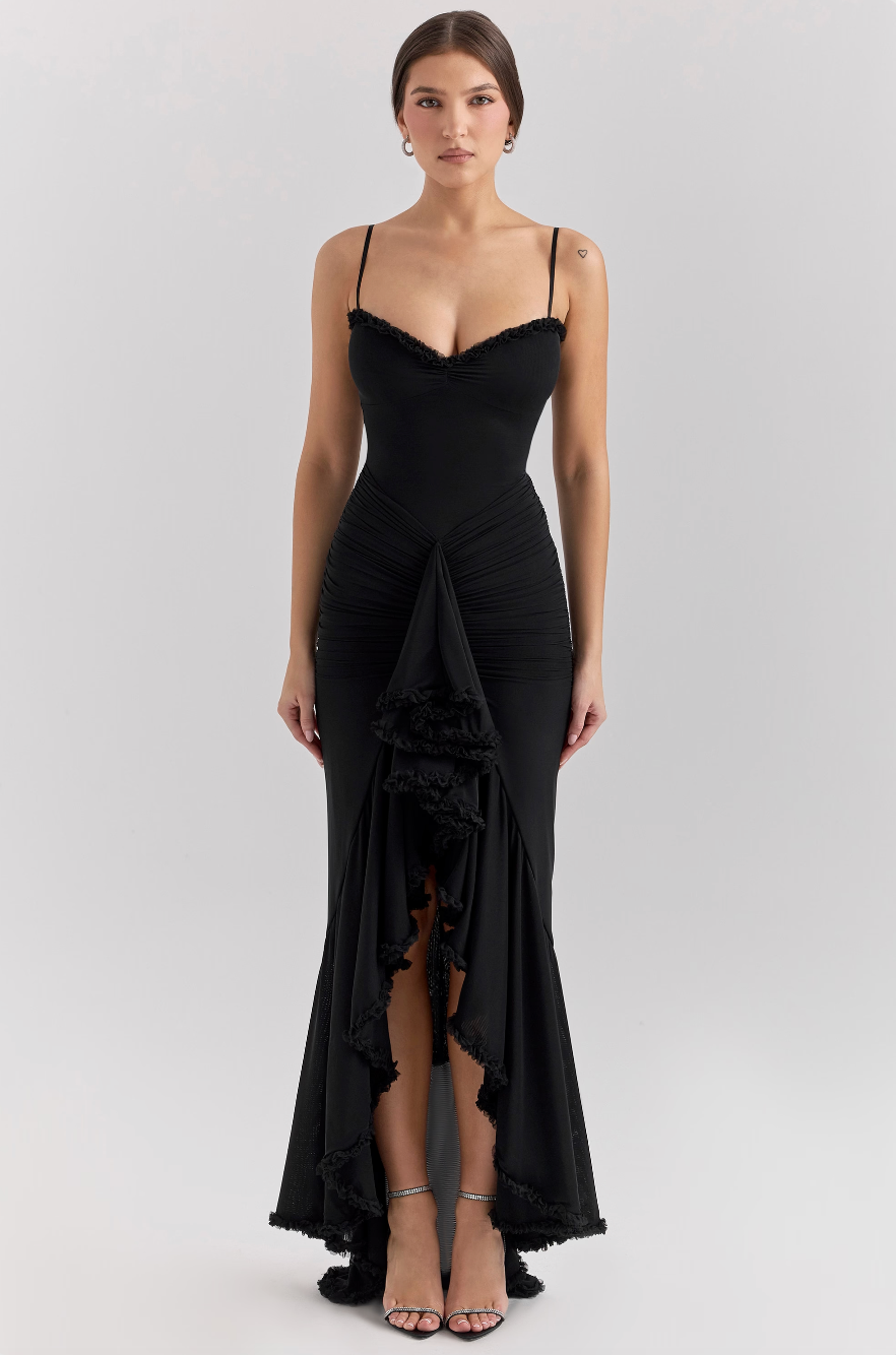 Serena Avondjurk – Ruffles en Sweetheart Halslijn 10