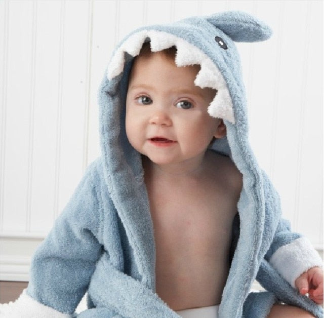 Soft Baby Animal Bathrobe - AnimalHug-Blue Shark-0-1 Year-Nora Luxe