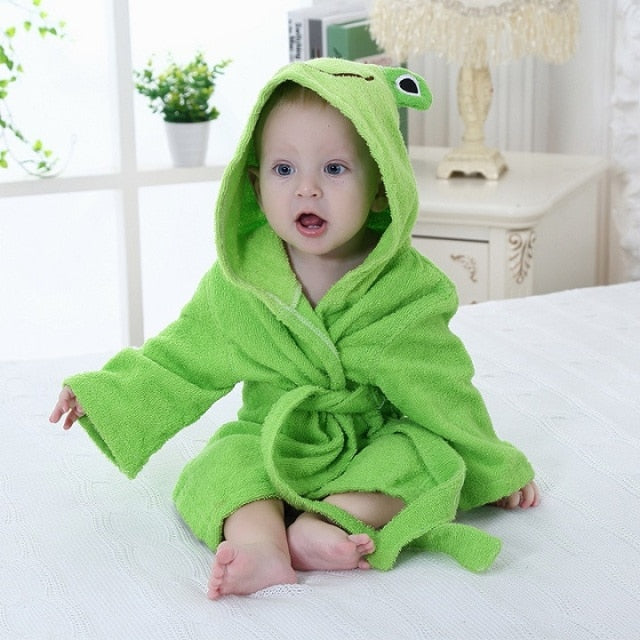 Soft Baby Animal Bathrobe - AnimalHug-Frog-0-1 Year-Nora Luxe