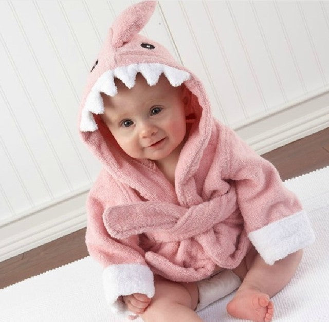 Soft Baby Animal Bathrobe - AnimalHug-Pink Shark-0-1 Year-Nora Luxe