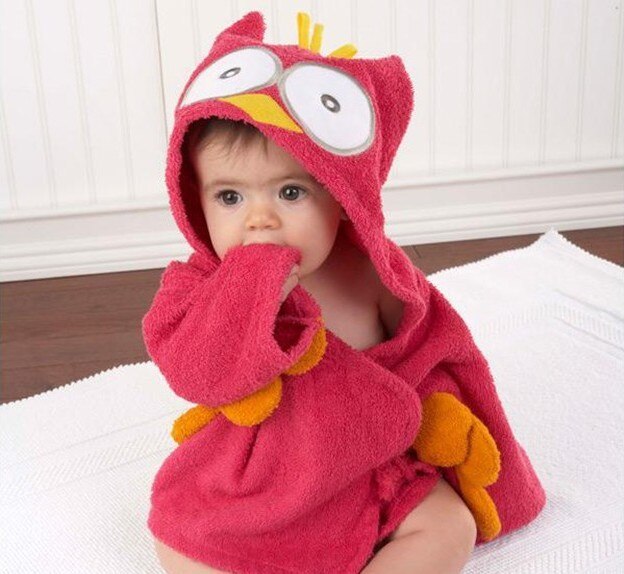 Soft Baby Animal Bathrobe - AnimalHug-Red Owl-0-1 Year-Nora Luxe