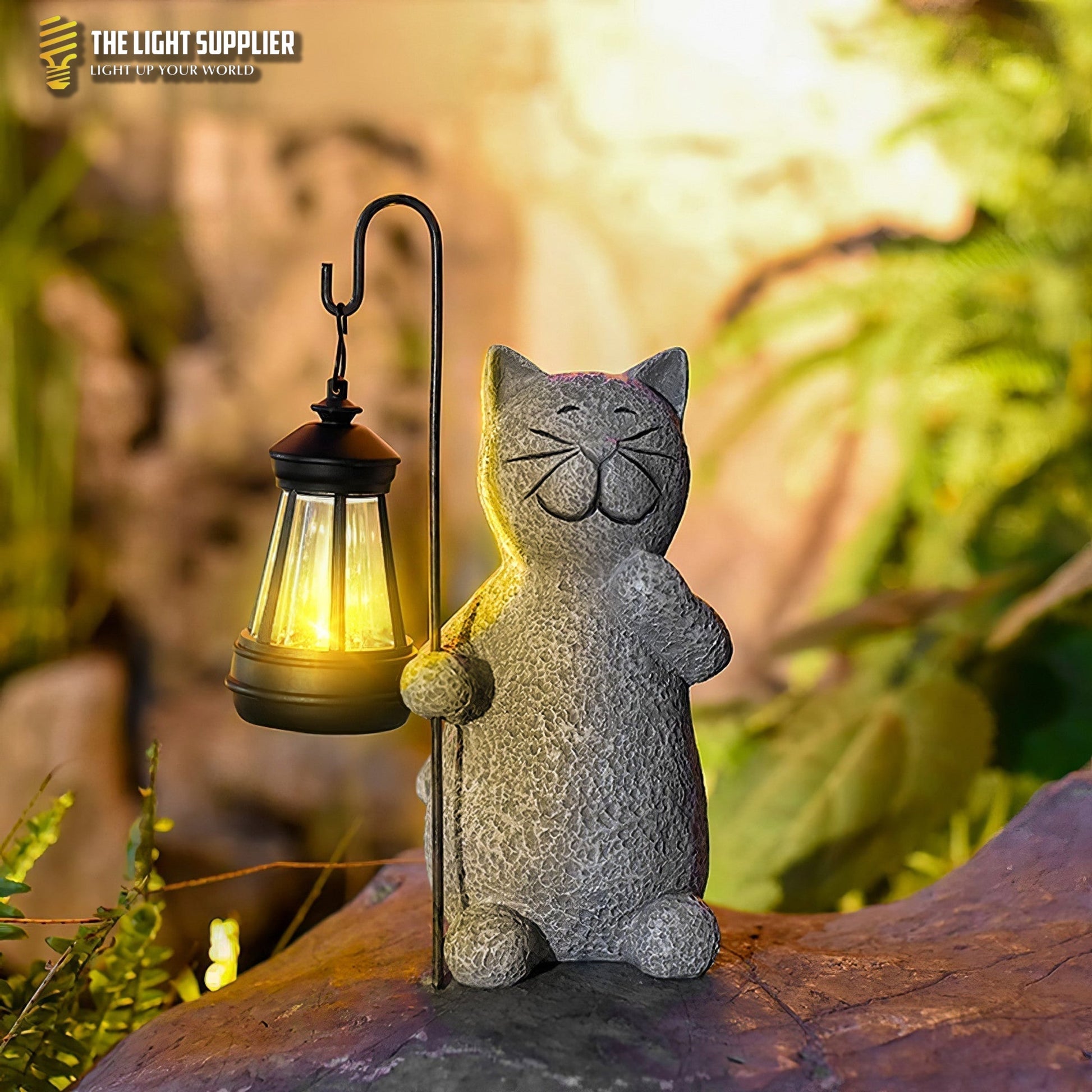 Goldene leuchtende Katze Außenbeleuchtung
