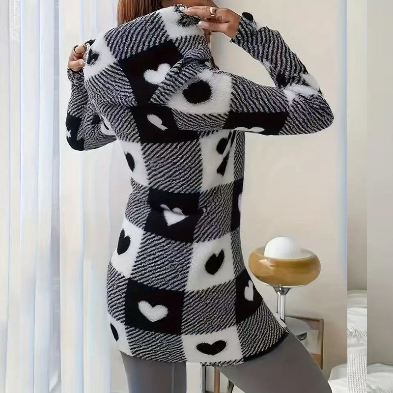 Doralisse™- Veste Longue à Carreaux avec Capuche
