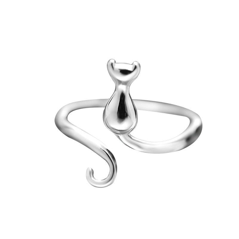 Schattige roestvrijstalen kattenring
