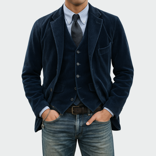 Thomas™ | Conjunto de chaqueta y chaleco de terciopelo para hombre