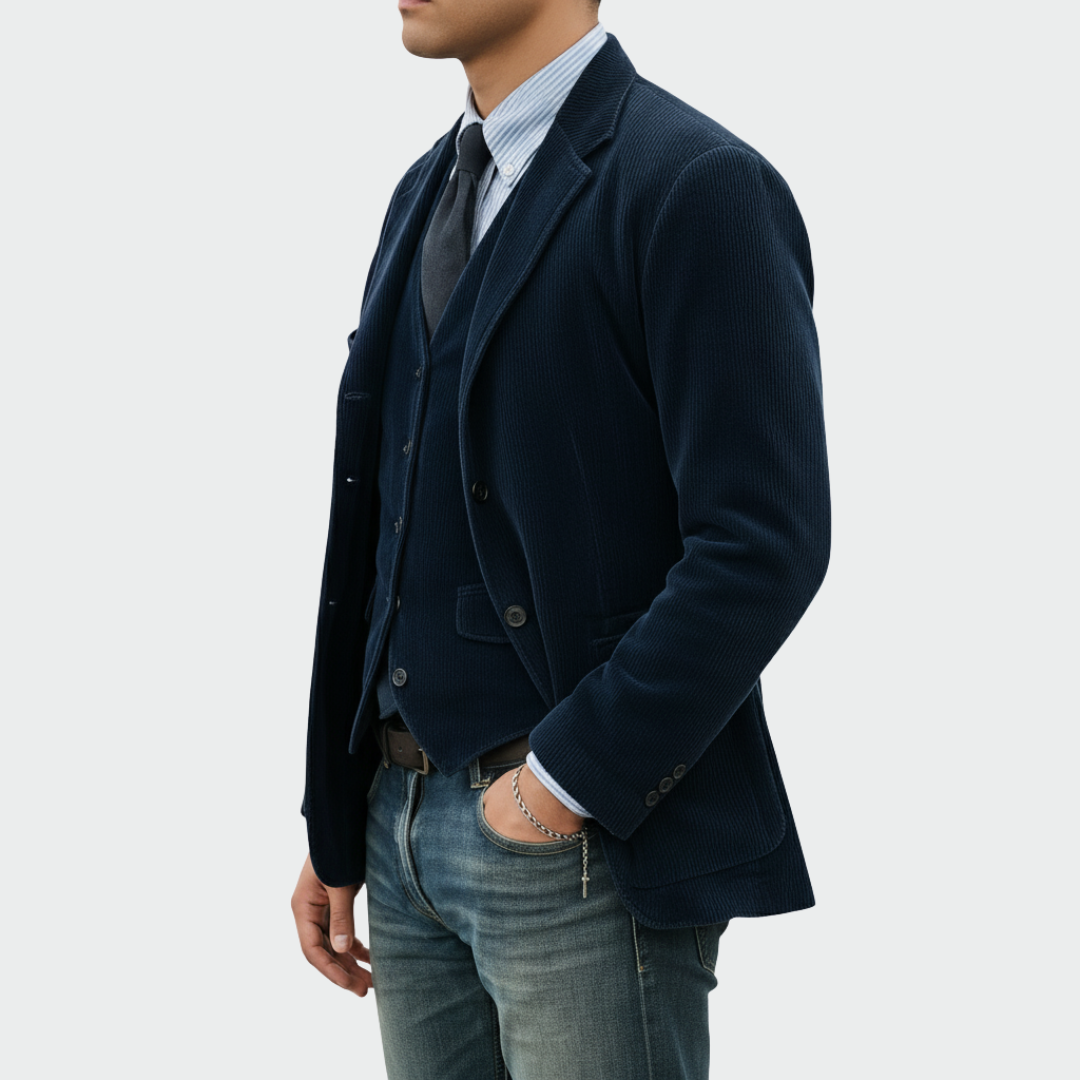 Thomas™ | Conjunto de chaqueta y chaleco de terciopelo para hombre