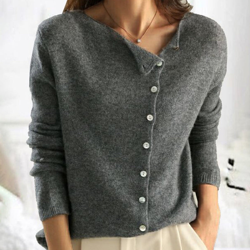 Trendy Women's Sweater with V-Neck - Sienna-Grey-XS-State of Style