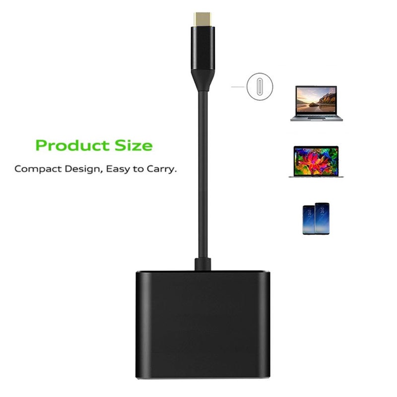 Usb C To Hdmi-Compatible 4K Adapter 3 In 1 Hub With Output 3.0 Port