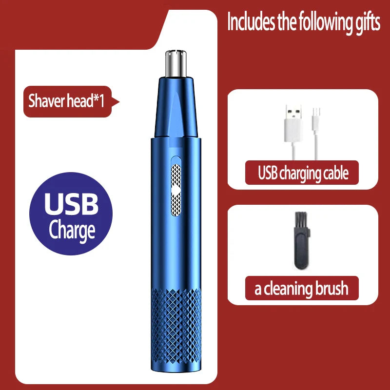 USB Rechargeable Nose Hair Trimmer - TrimPro-Blue-Nora Luxe