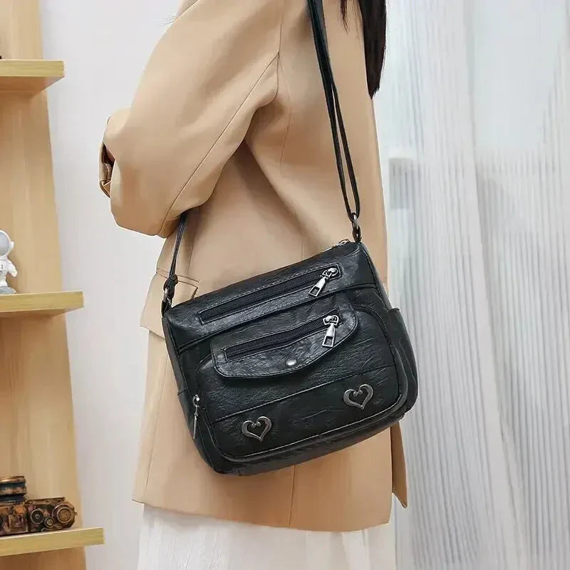 Sac Bandoulière Vintage Femme en Cuir Souple 'Love'