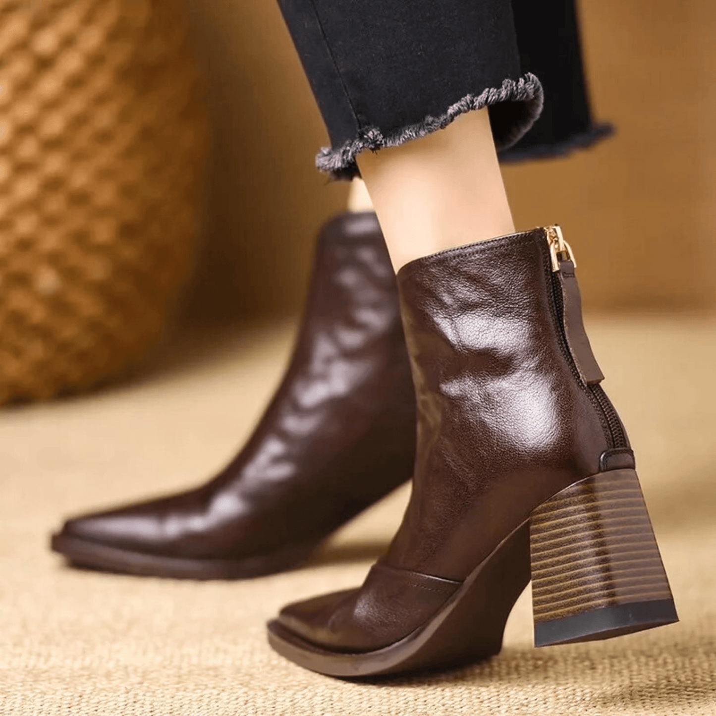 Claudia | Luxury Ankle Boots with Mid-Height Heel