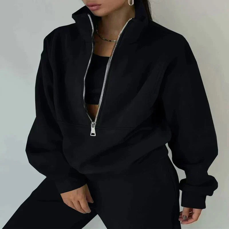 Ewa | Dwuczęściowy dres z half-zip bluzą i joggerami damski