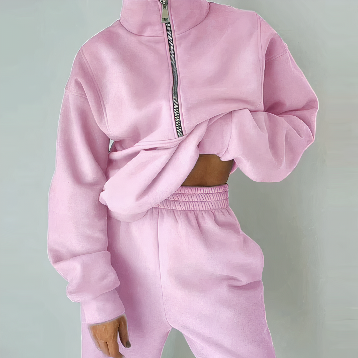Ewa | Dwuczęściowy dres z half-zip bluzą i joggerami damski