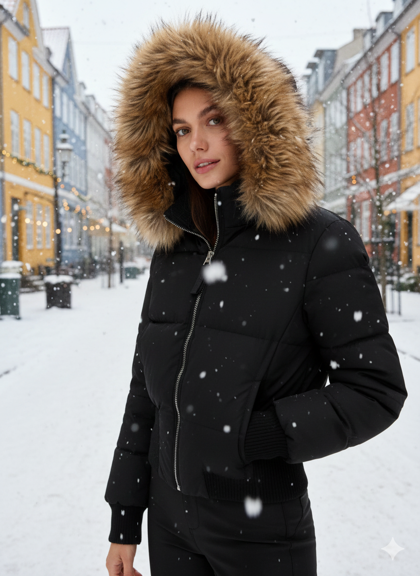 Faux Fur Hood Puffer Jacket for Women - Image 7
